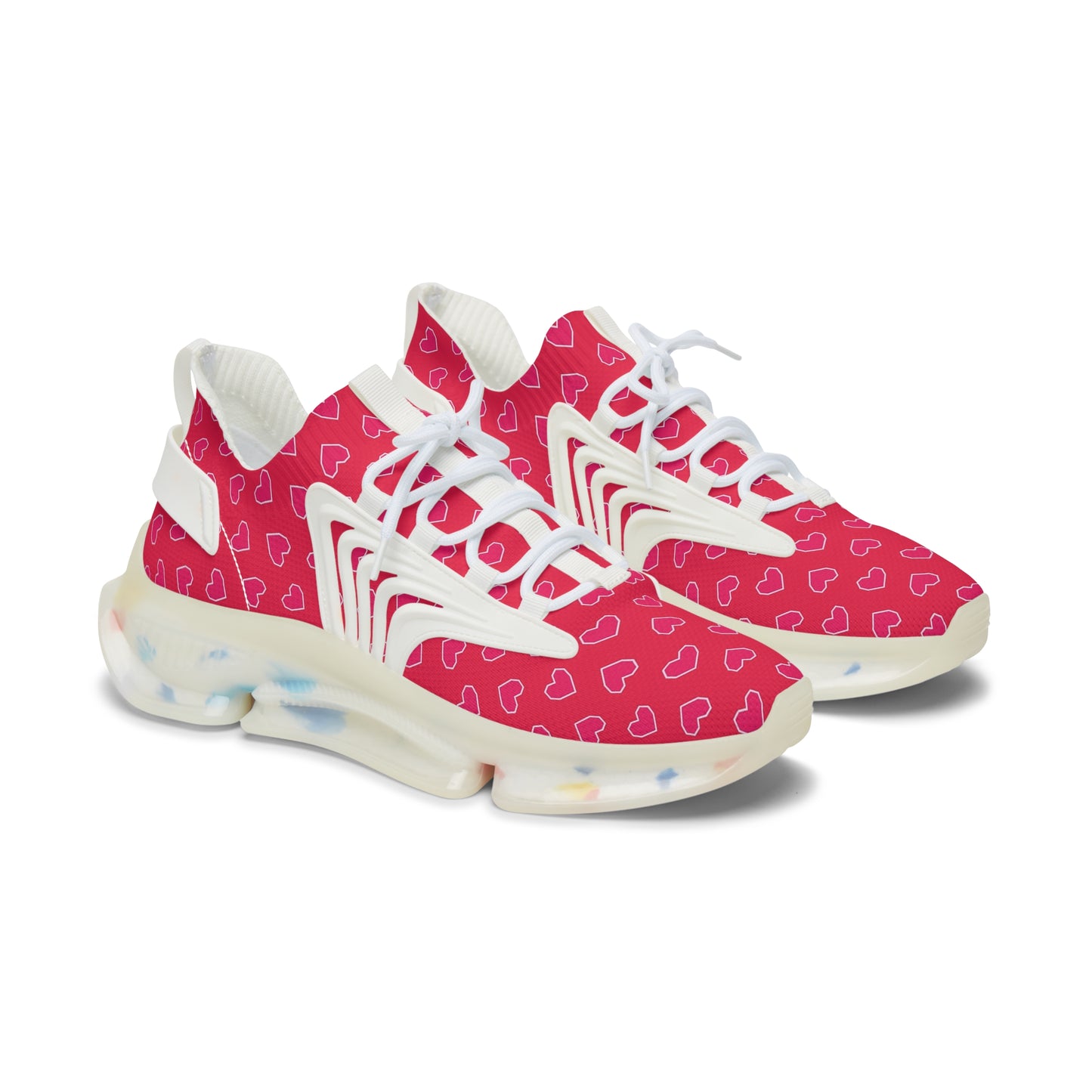Stylish Women's Mesh Sneakers with Heart Pattern - Perfect for Casual Wear & Active Lifestyle